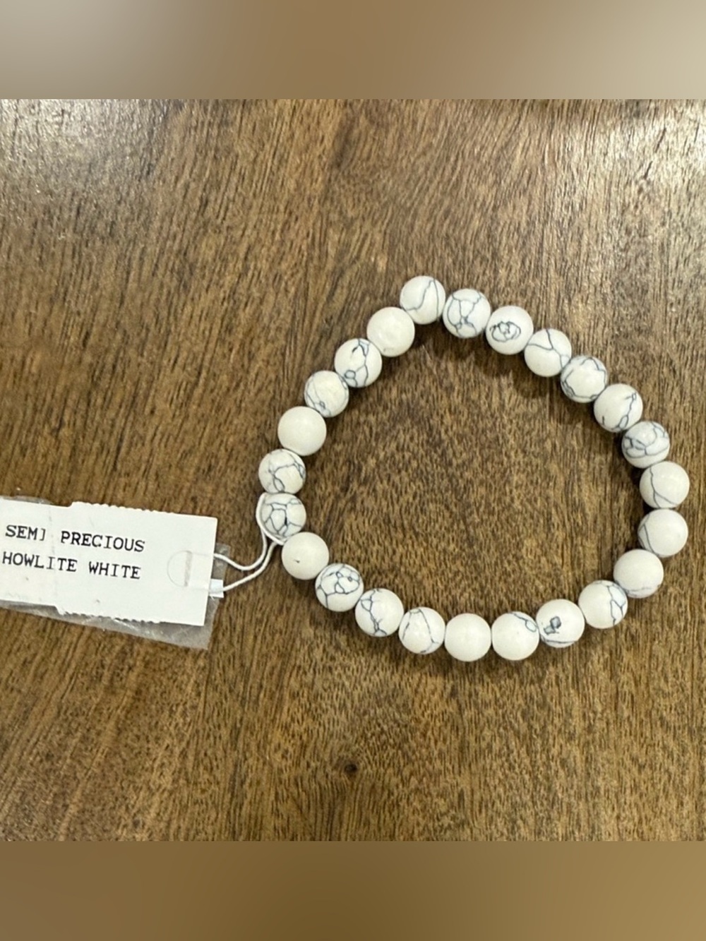 Howlite White Beaded Stretch Bracelet